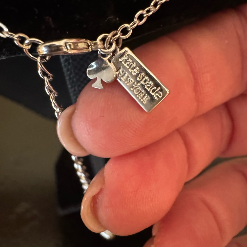 KATE SPADE Infinity & Beyond Knot Mini Necklace Clear/Silver - Picture 7 of 7